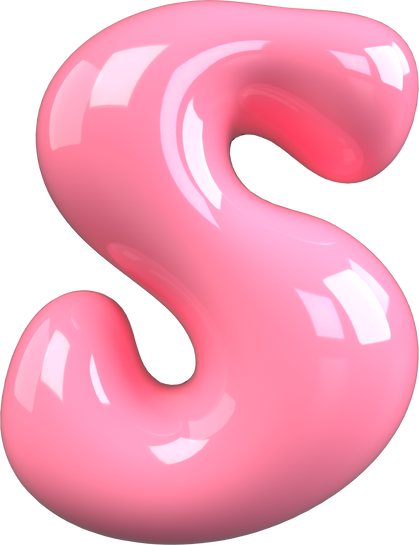 Pink 3D Bubble Gum Uppercase Letter S