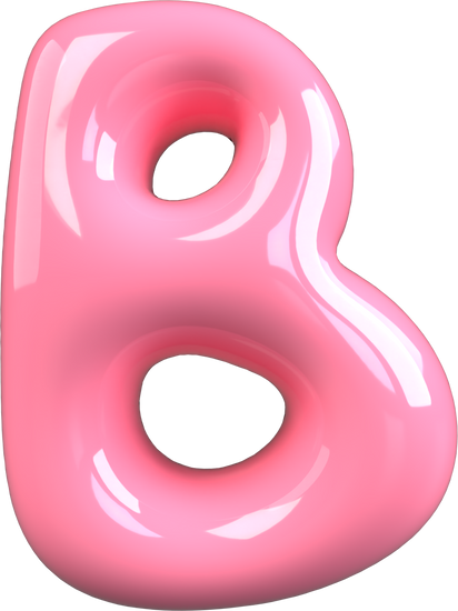 Pink 3D Bubble Gum Uppercase Letter B